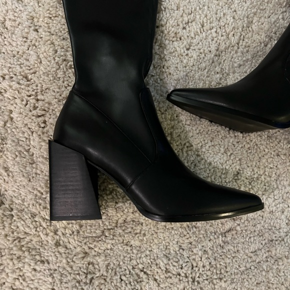 Steve Madden Tanzee Black Tall Knee High Block Heel Boots Size 8 - Picture 3 of 12